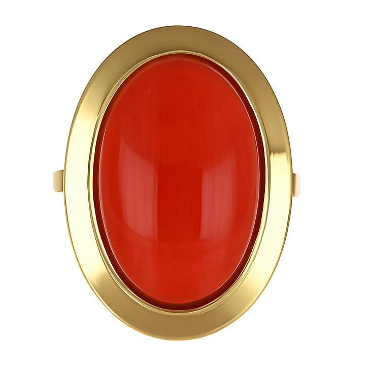 Anello - 18 carati Oro giallo Corallo