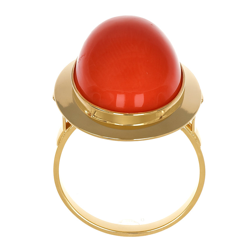 Anello - 18 carati Oro giallo Corallo