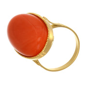 Anello - 18 carati Oro giallo Corallo