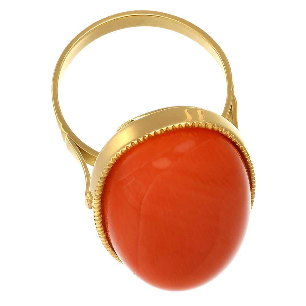 Anello - 18 carati Oro giallo Corallo