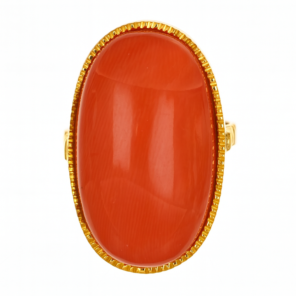 Anello - 18 carati Oro giallo Corallo