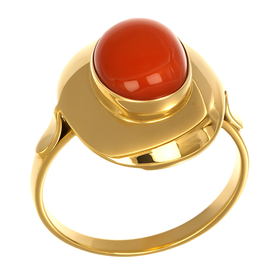 Anello - 18 carati Oro giallo Corallo