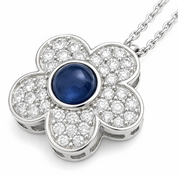 Collana con ciondolo - 18 carati Oro bianco - 0.70ct. tw. Zaffiro - Diamante