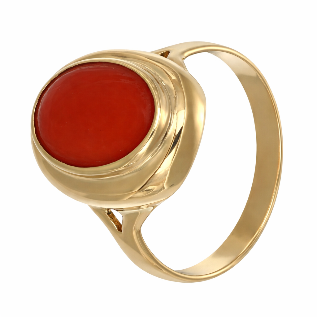 Anello - 18 carati Oro giallo Corallo