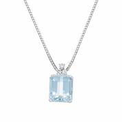 Collana con ciondolo - 18 carati Oro bianco - 6.74ct. tw. Acquamarina - Diamante