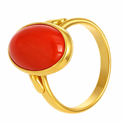 Anello - 18 carati Oro giallo Corallo