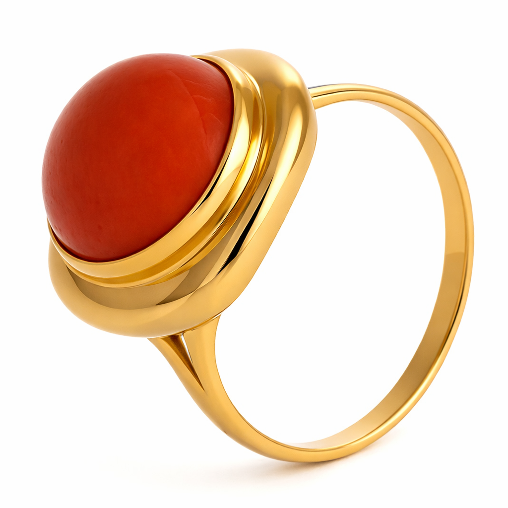 Anello - 18 carati Oro giallo Corallo