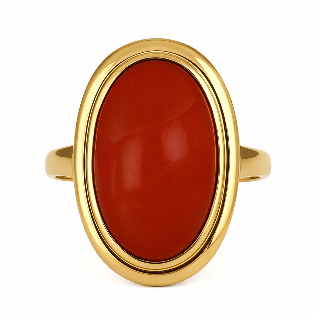 Anello - 18 carati Oro giallo Corallo