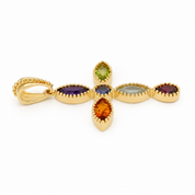 Ciondolo - 18 carati Oro giallo, Ametista- Quarzo- Peridoto- Acquamarina - Tanzanite - Rodolite - 6.10ct. tw. - Made in Italy - Handmade