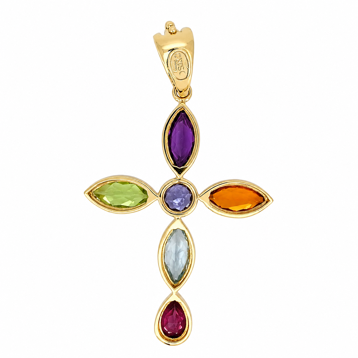 Ciondolo - 18 carati Oro giallo, Ametista- Quarzo- Peridoto- Acquamarina - Tanzanite - Rodolite - 6.10ct. tw. - Made in Italy - Handmade