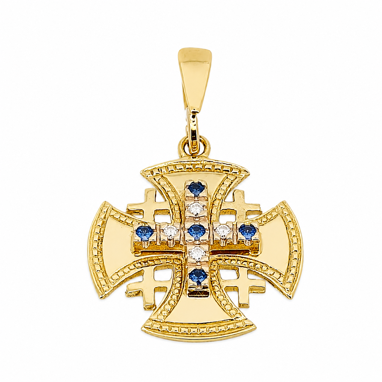 Ciondolo - 18 carati Oro giallo - 0.18ct. tw. Zaffiro - Diamante - Made in Italy - Handmade