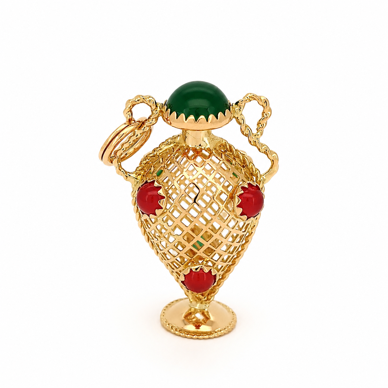 Ciondolo - 18 carati Oro giallo, Agata Corallo - Made in Italy - Handmade