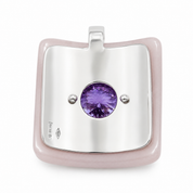 Ciondolo - 18 carati Oro bianco, Calcedonio - 3.55ct. tw. Ametista - Diamante - Made in Italy - Handmade