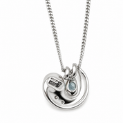 Collana con ciondolo - 18 carati Oro bianco, Perla Akoya - 0.18ct. tw. Acquamarina - Diamante - Made in Italy - Sishei