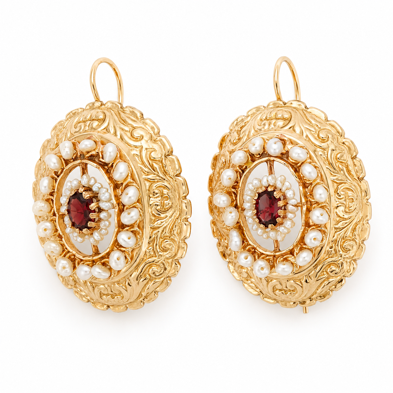 Orecchini - 18 carati Oro giallo - 2.20ct. tw. Tormalina - Perla - Made in Italy - Handmade