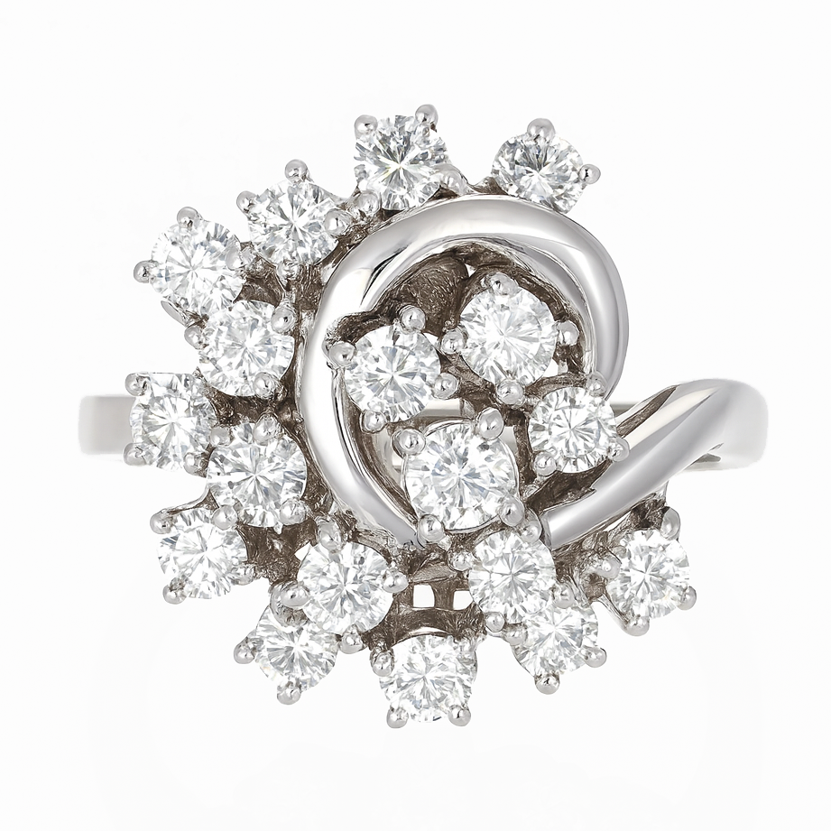 Anello - 18 carati Oro bianco - 1.62ct. tw. Diamante (Naturale)