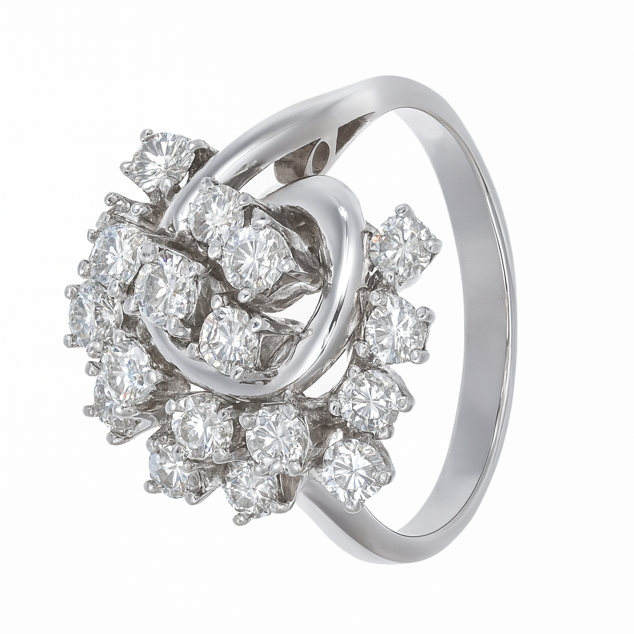 Anello - 18 carati Oro bianco - 1.62ct. tw. Diamante (Naturale)