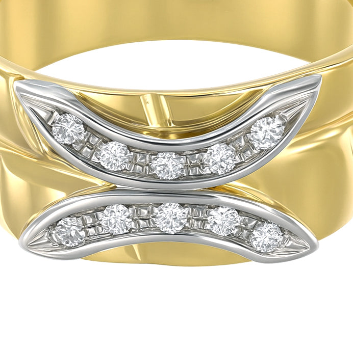 Anello - 18 carati Oro giallo, Oro bianco - 0.15ct. tw. Diamante (Naturale)