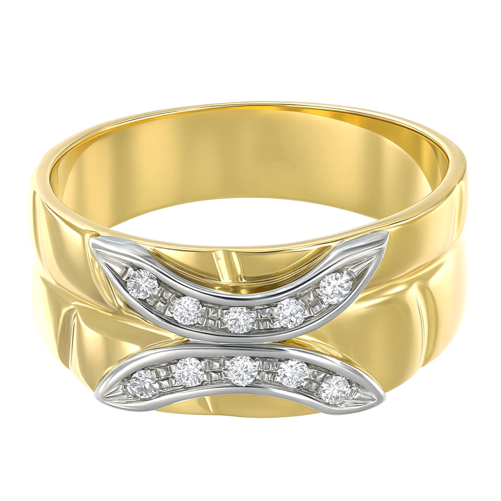 Anello - 18 carati Oro giallo, Oro bianco - 0.15ct. tw. Diamante (Naturale)