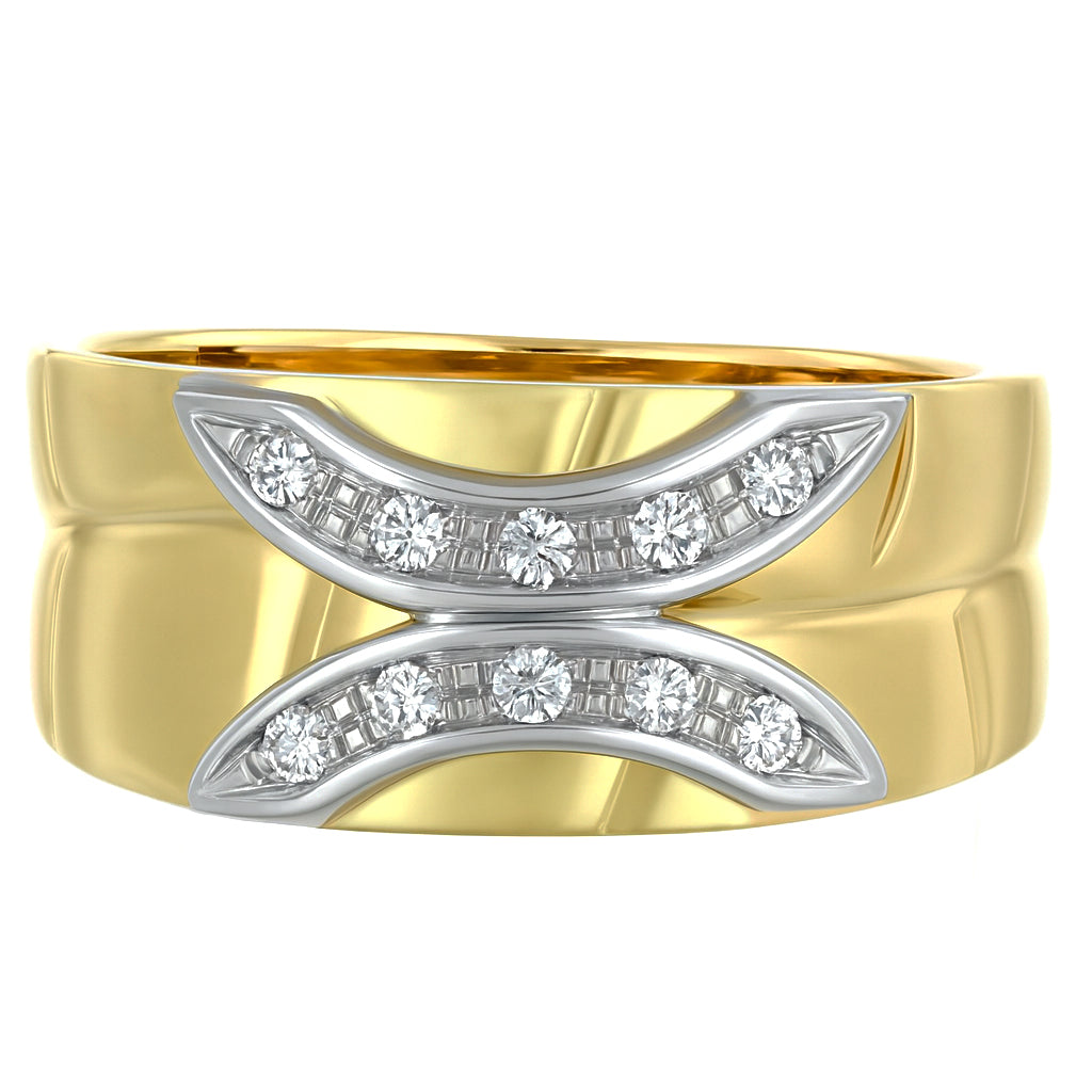 Anello - 18 carati Oro giallo, Oro bianco - 0.15ct. tw. Diamante (Naturale)