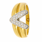 Anello - 18 carati Oro bianco, Oro giallo - 0.13ct. tw. Diamante (Naturale)
