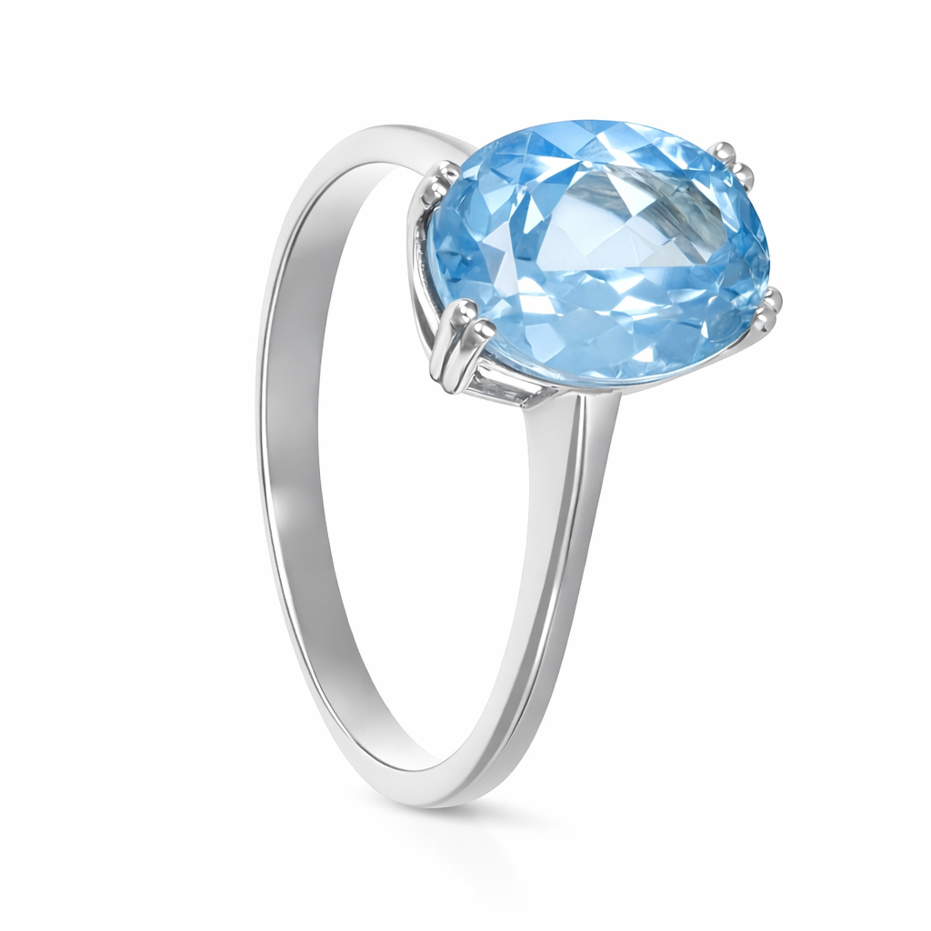 Anello - 18 carati Oro bianco - 2.75ct. tw. Topazio