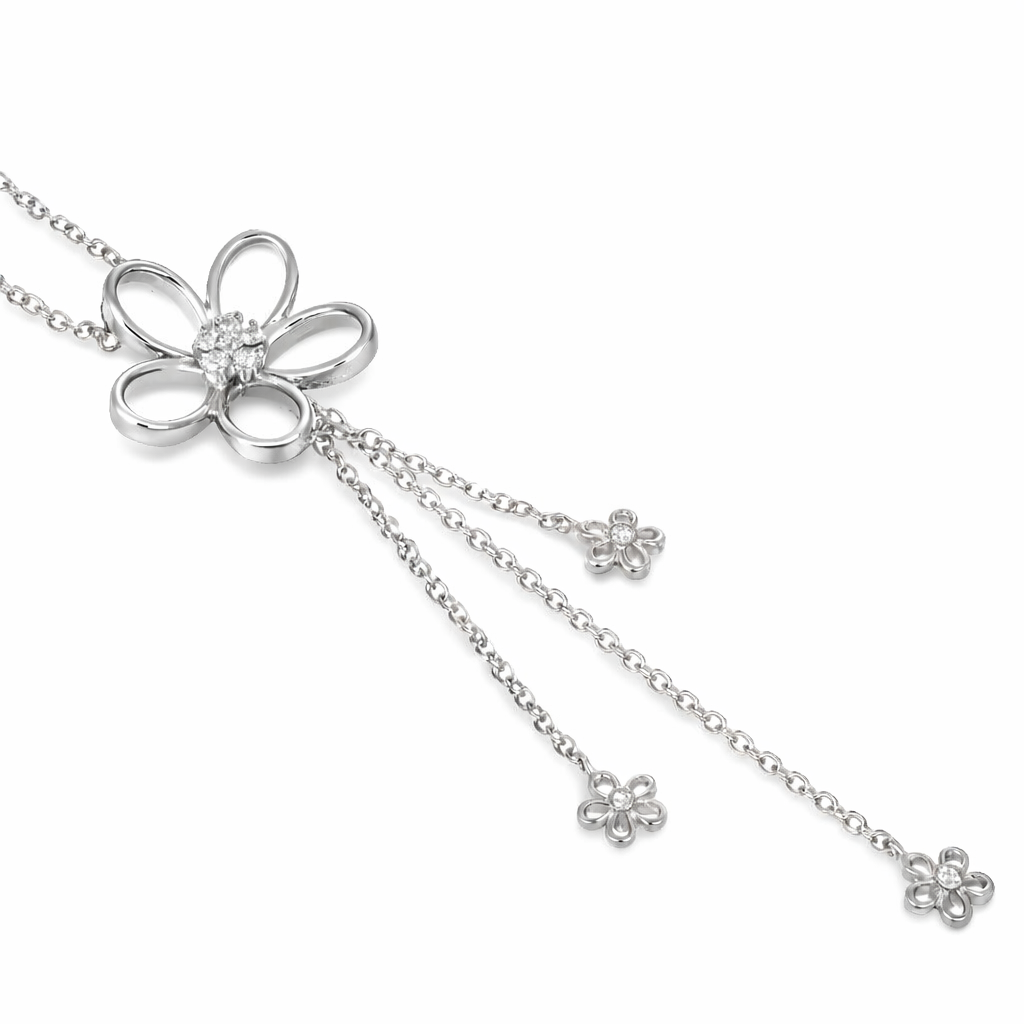 Collana con ciondolo - 18 carati Oro bianco - 0.12ct. tw. Diamante (Naturale)