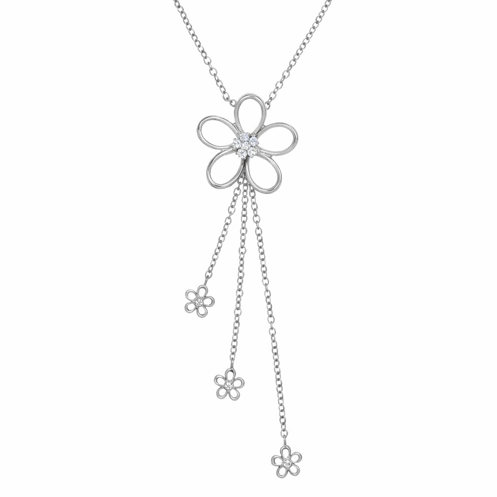 Collana con ciondolo - 18 carati Oro bianco - 0.12ct. tw. Diamante (Naturale)