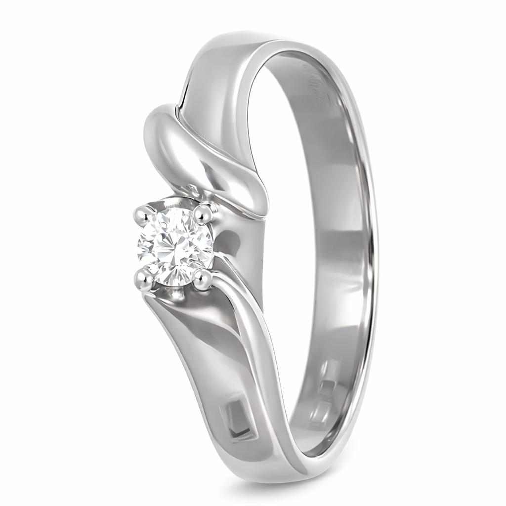 Anello - 18 carati Oro bianco- 0.08ct. tw. Diamante (Naturale)