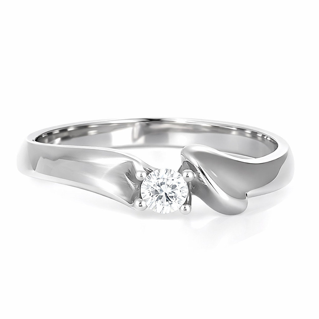Anello - 18 carati Oro bianco- 0.08ct. tw. Diamante (Naturale)