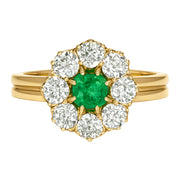 Anello - 18 carati Oro giallo - 1.36ct. tw. Smeraldo - Diamante