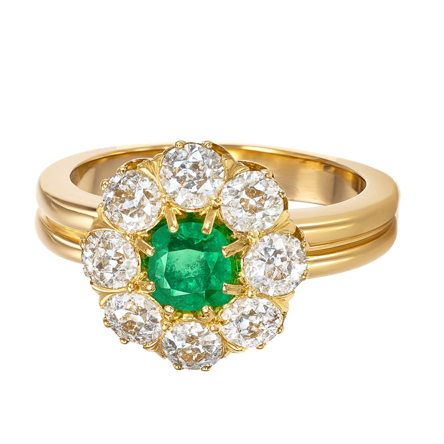 Anello - 18 carati Oro giallo - 1.36ct. tw. Smeraldo - Diamante