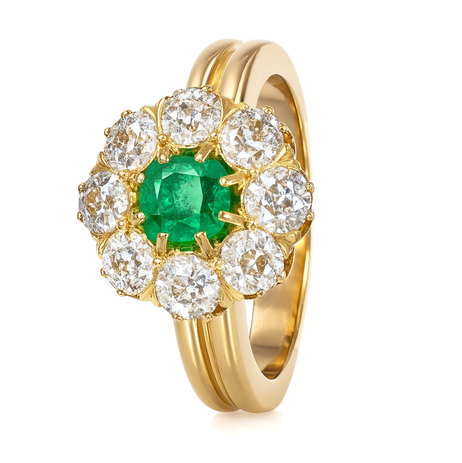 Anello - 18 carati Oro giallo - 1.36ct. tw. Smeraldo - Diamante