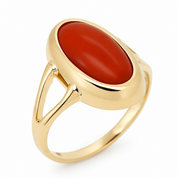 Anello - 18 carati Oro giallo Corallo - Made in Italy - Handmade