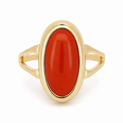Anello - 18 carati Oro giallo Corallo - Made in Italy - Handmade