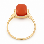 Anello - 18 carati Oro giallo Corallo - Made in Italy - Handmade