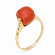 Anello - 18 carati Oro giallo Corallo - Made in Italy - Handmade