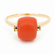 Anello - 18 carati Oro giallo Corallo - Made in Italy - Handmade