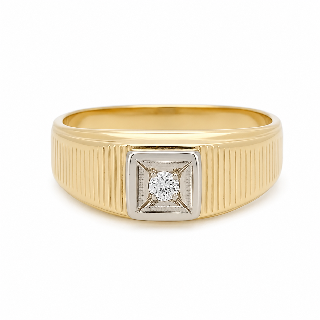 Anello - 18 carati Oro bianco, Oro giallo - 0.10ct. tw. Diamante (Naturale) - Made in Italy - Handmade