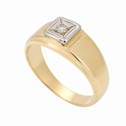 Anello - 18 carati Oro bianco, Oro giallo - 0.10ct. tw. Diamante (Naturale) - Made in Italy - Handmade