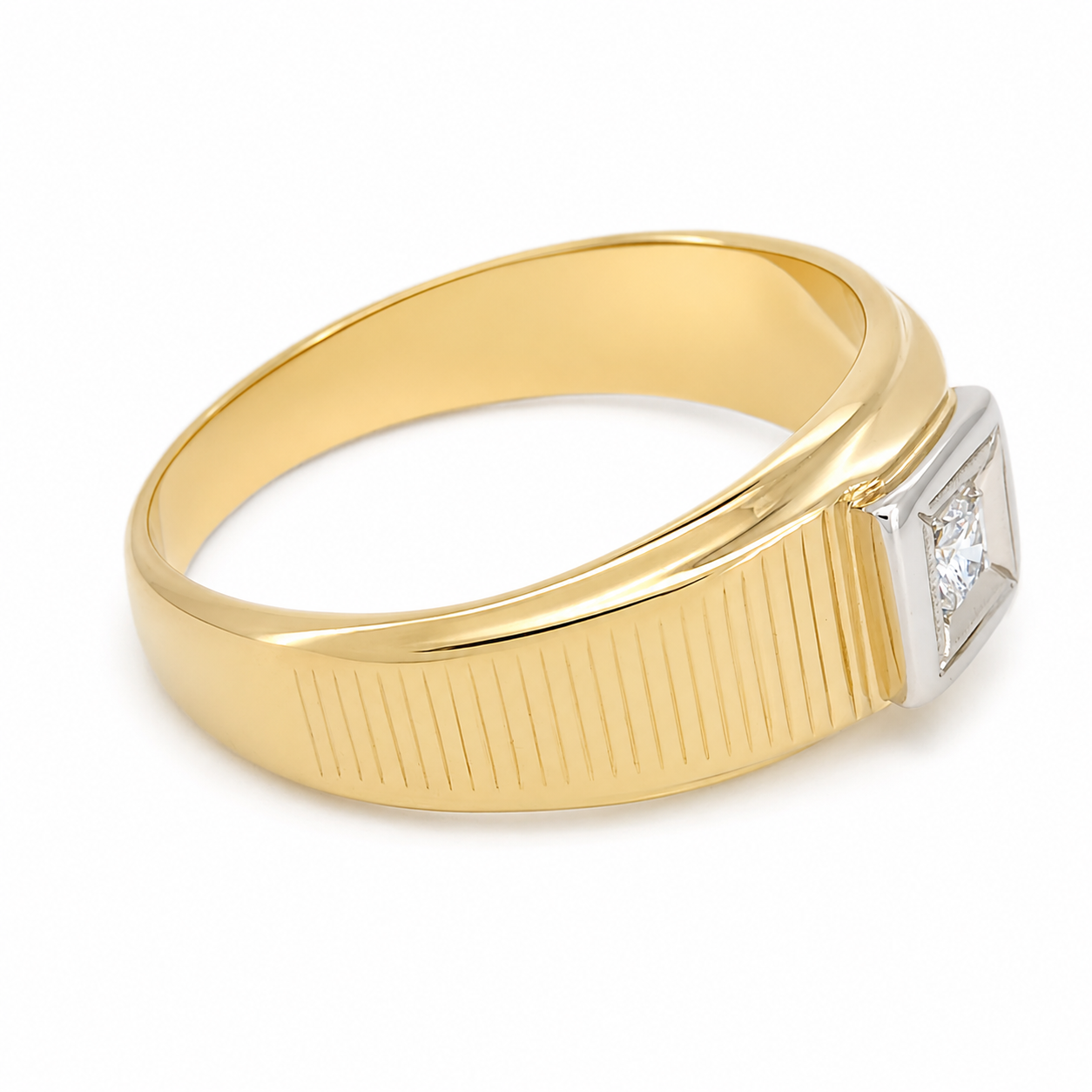 Anello - 18 carati Oro bianco, Oro giallo - 0.10ct. tw. Diamante (Naturale) - Made in Italy - Handmade