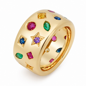 Anello - 18 carati Oro giallo, Zaffiri - Rubini - Smeraldi - Quarzi - Ametista naturali - Made in Italy - Handmade