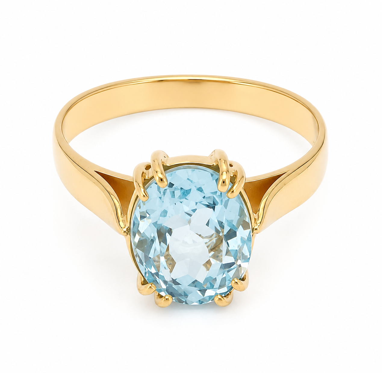 Anello - 18 carati Oro giallo - 2.00ct. tw. Acquamarina - Made in italy -Handmade