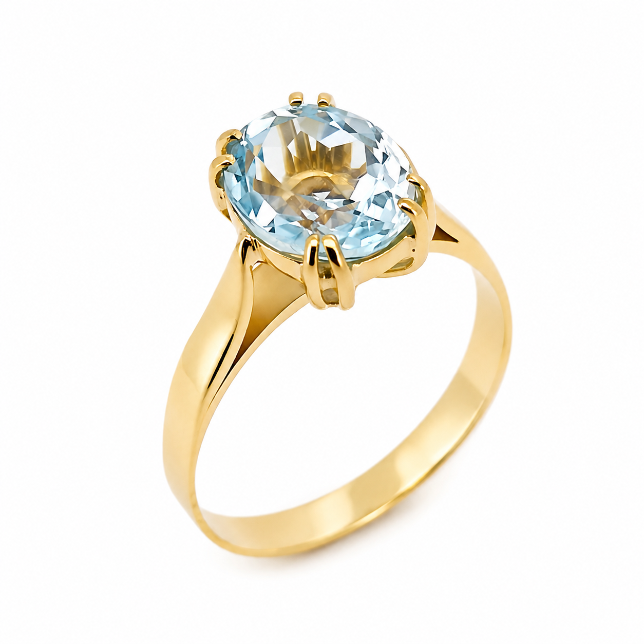 Anello - 18 carati Oro giallo - 2.00ct. tw. Acquamarina - Made in italy -Handmade