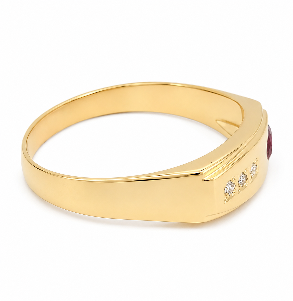 Anello - 18 carati Oro giallo - 0.23ct. tw. Rubino - Diamante - Made in Italy - Handmade