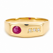 Anello - 18 carati Oro giallo - 0.23ct. tw. Rubino - Diamante - Made in Italy - Handmade