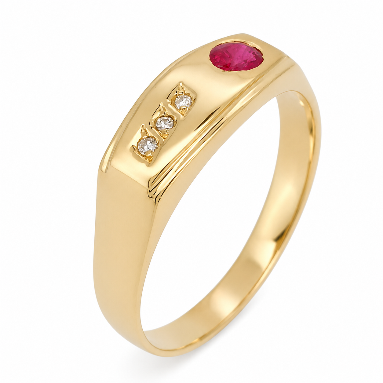Anello - 18 carati Oro giallo - 0.23ct. tw. Rubino - Diamante - Made in Italy - Handmade