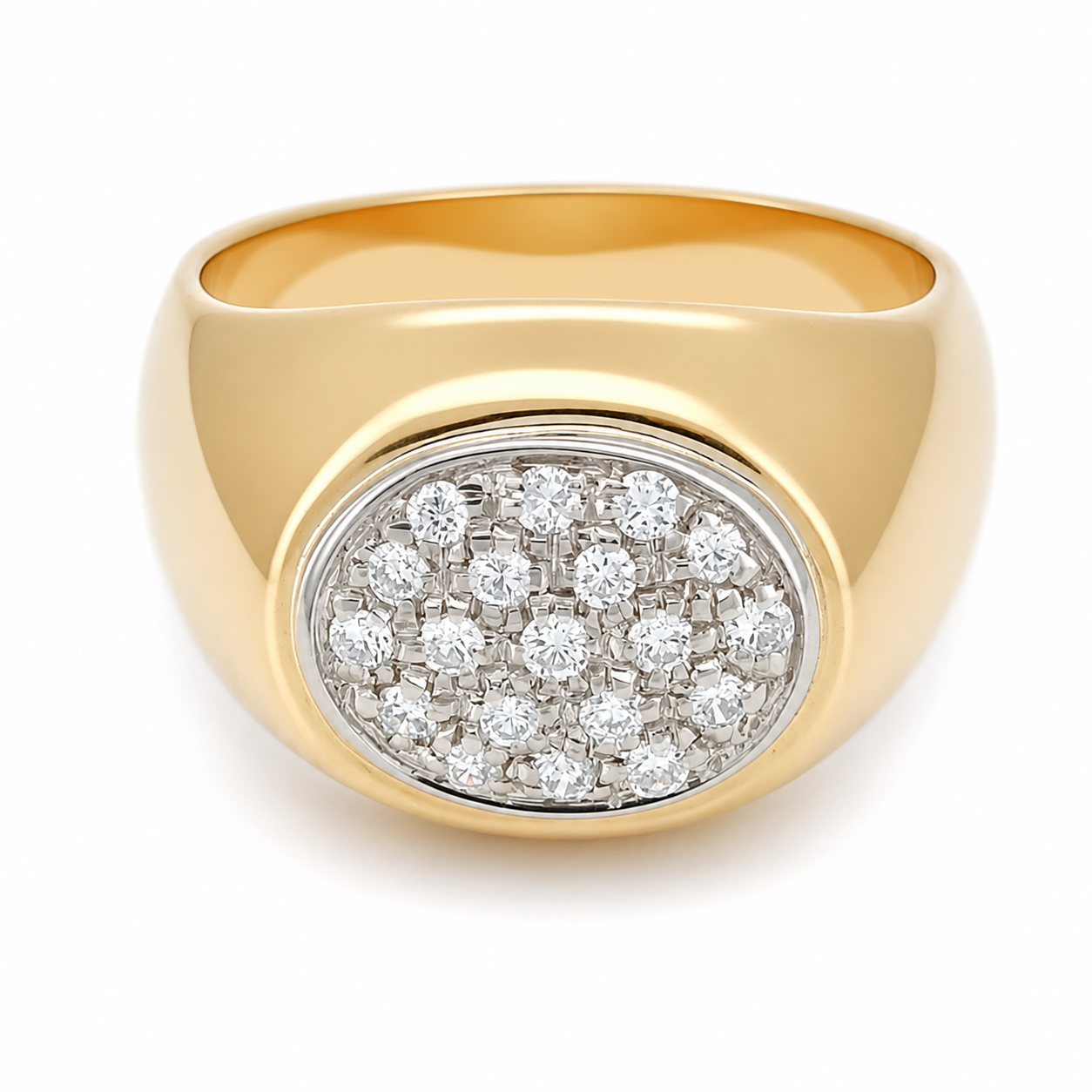Anello - 18 carati Oro giallo, Oro bianco - 0.19ct. tw. Diamante (Naturale) - Made in Italy - Handmade