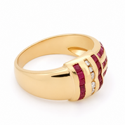 Anello - 18 carati Oro giallo - 1.02ct. tw. Rubino - Diamante - Made in Italy - Handmade