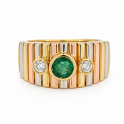 Anello - 18 carati Oro giallo, Oro rosa, Oro bianco - 0.68ct. tw. Smeraldo - Diamante - Made in Italy - Handmade